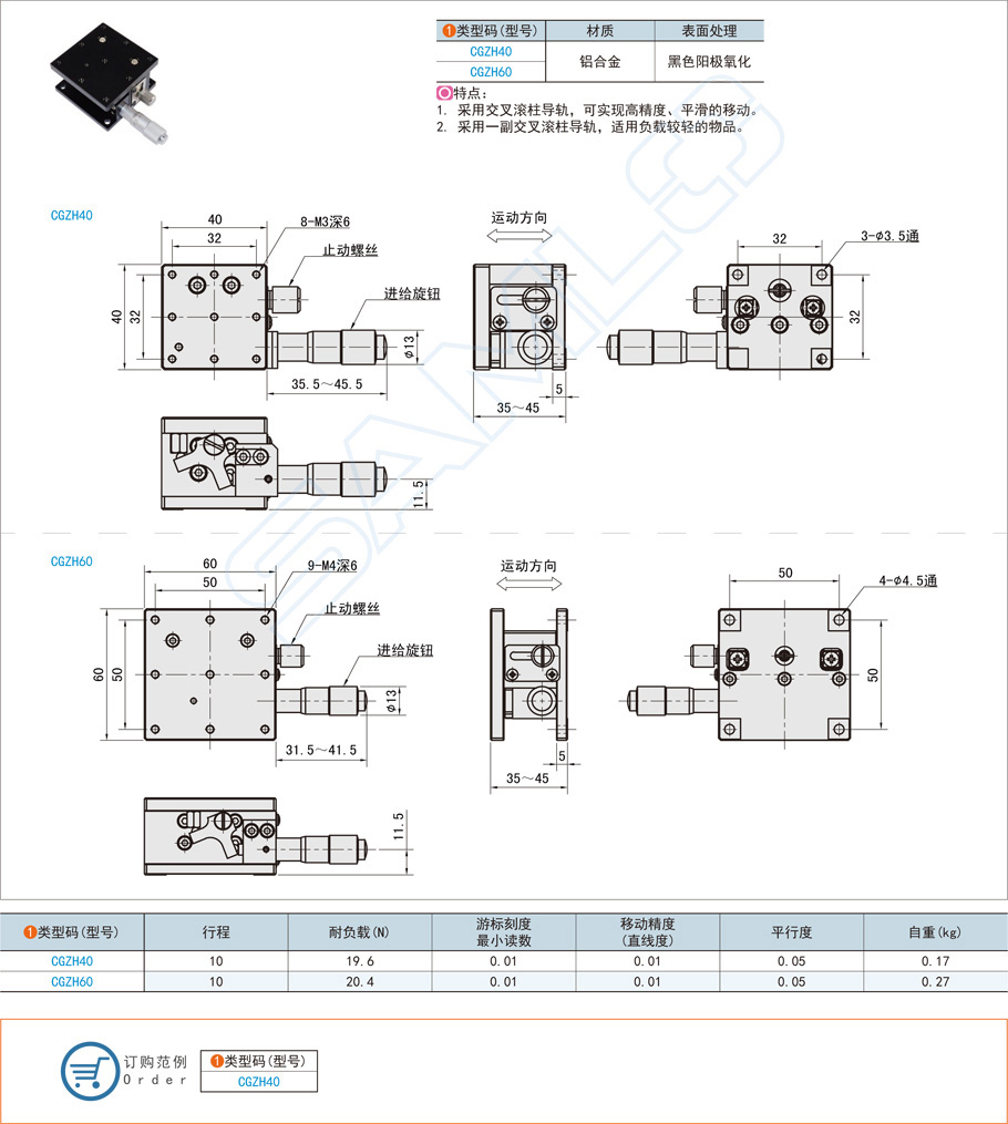 水平安裝面單導(dǎo)軌型交叉滾柱型Z軸滑臺(tái)的組成