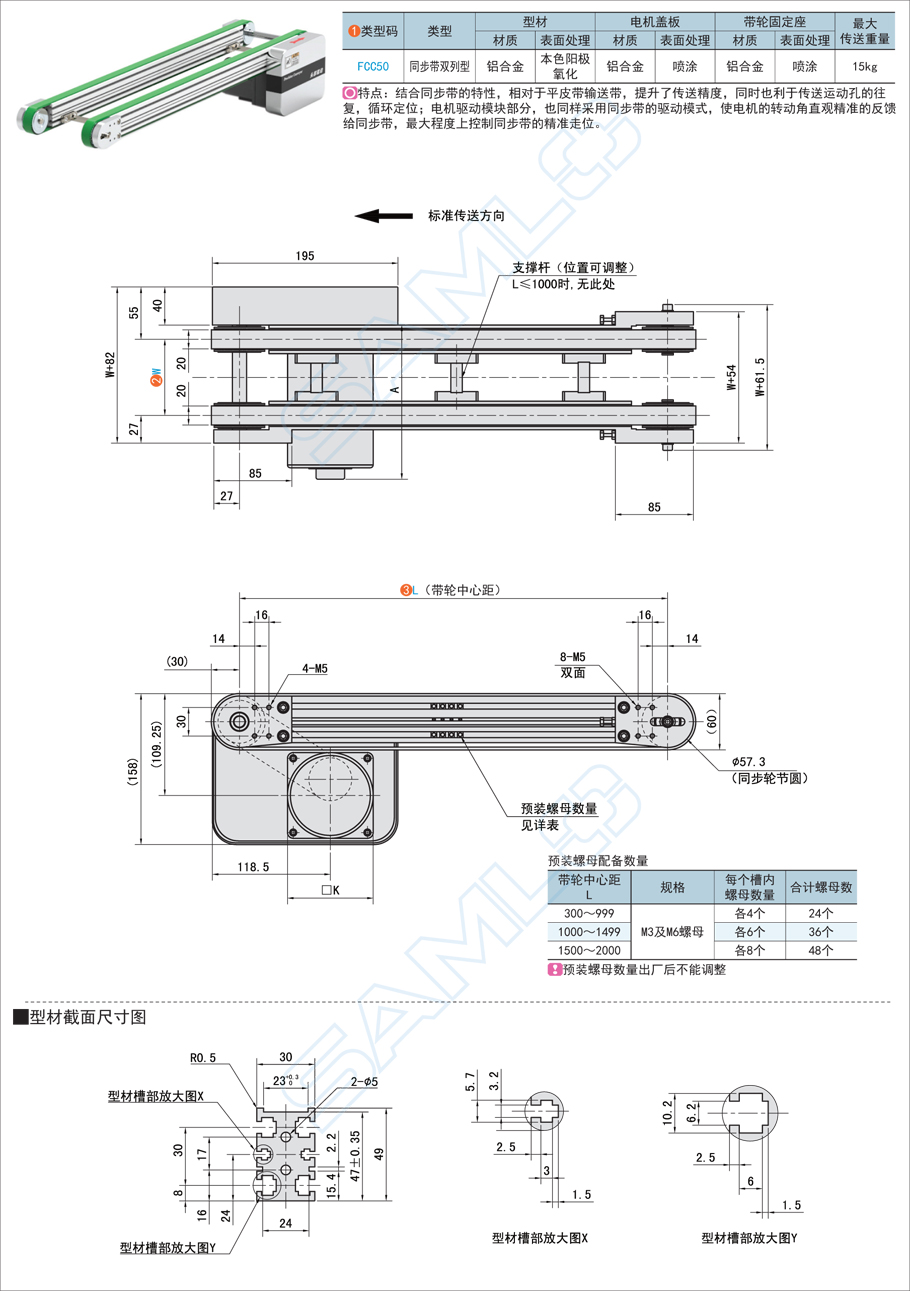 同步帶輸送機(jī)-雙列頭部驅(qū)動規(guī)格參數(shù)