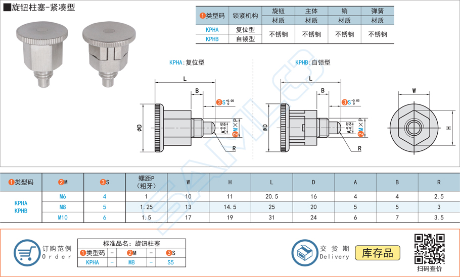 旋鈕柱塞-緊湊型規(guī)格參數(shù)尺寸材質(zhì)