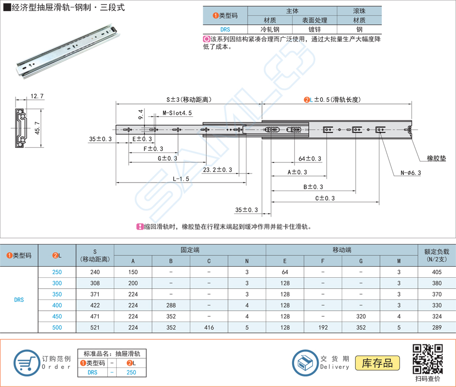 鋼制三段式抽屜滑軌都有哪些類型