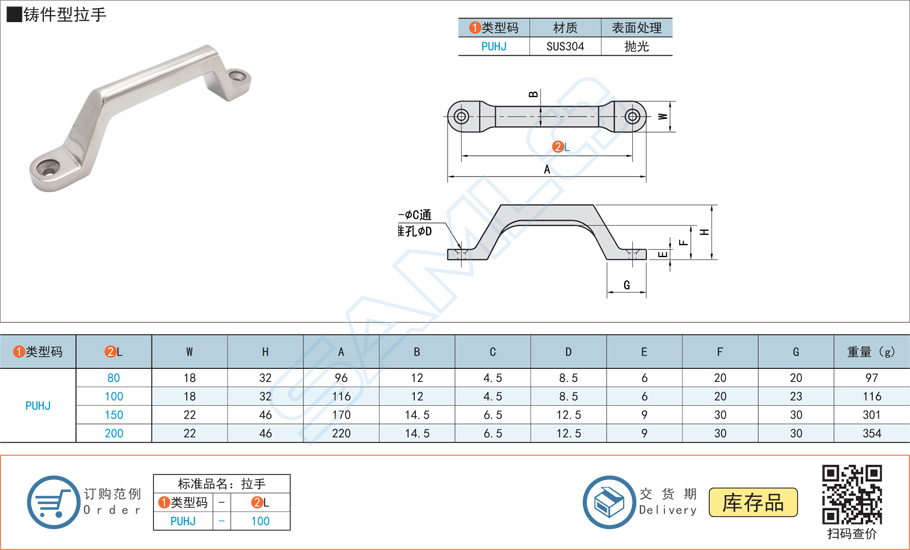 鑄件型拉手門把手規(guī)格參數(shù)尺寸材質